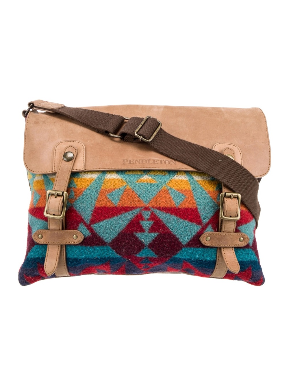 Pendleton leather and wool messenger bag